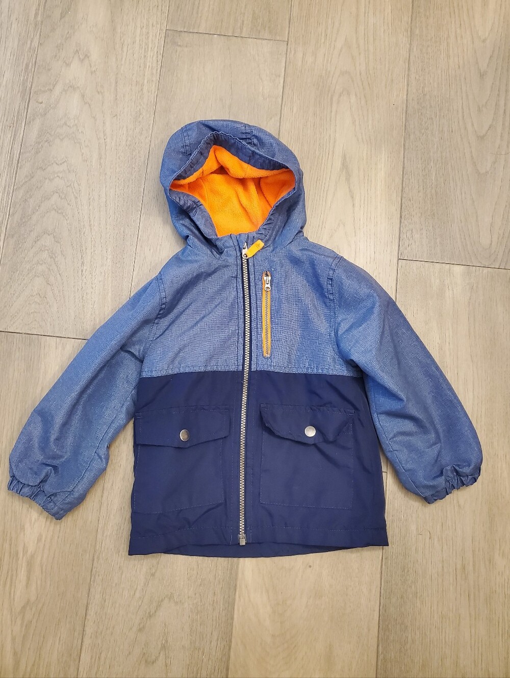 Carter's Two-Tone Blue Hooded Lightweight Jacket with Orange Lining 3T